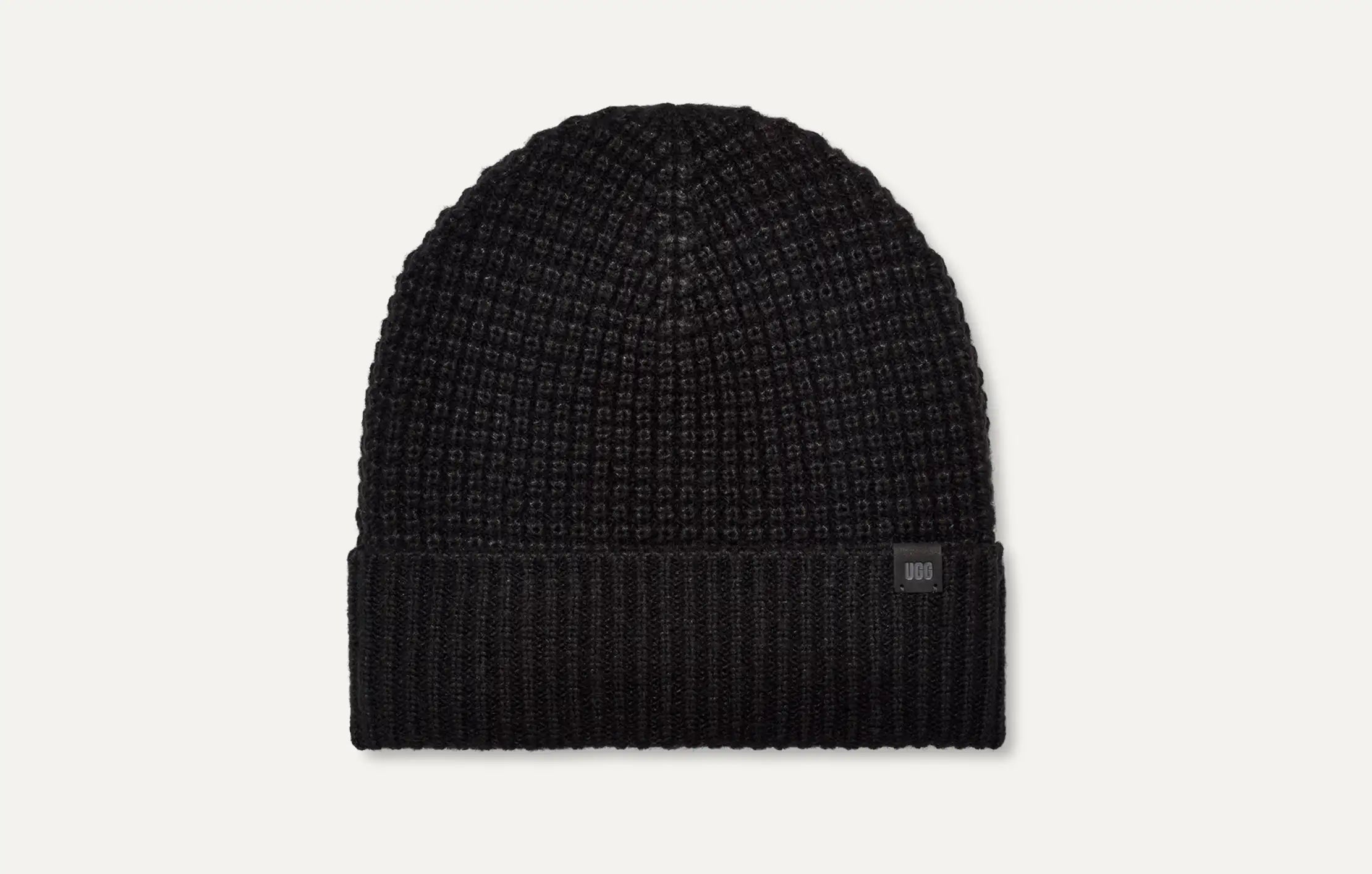 Men's Waffle Cuff Hat - BLACK