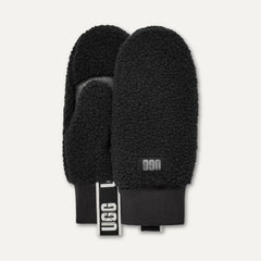Women's UGGfluff Mitten With Logo Tape - BLACK