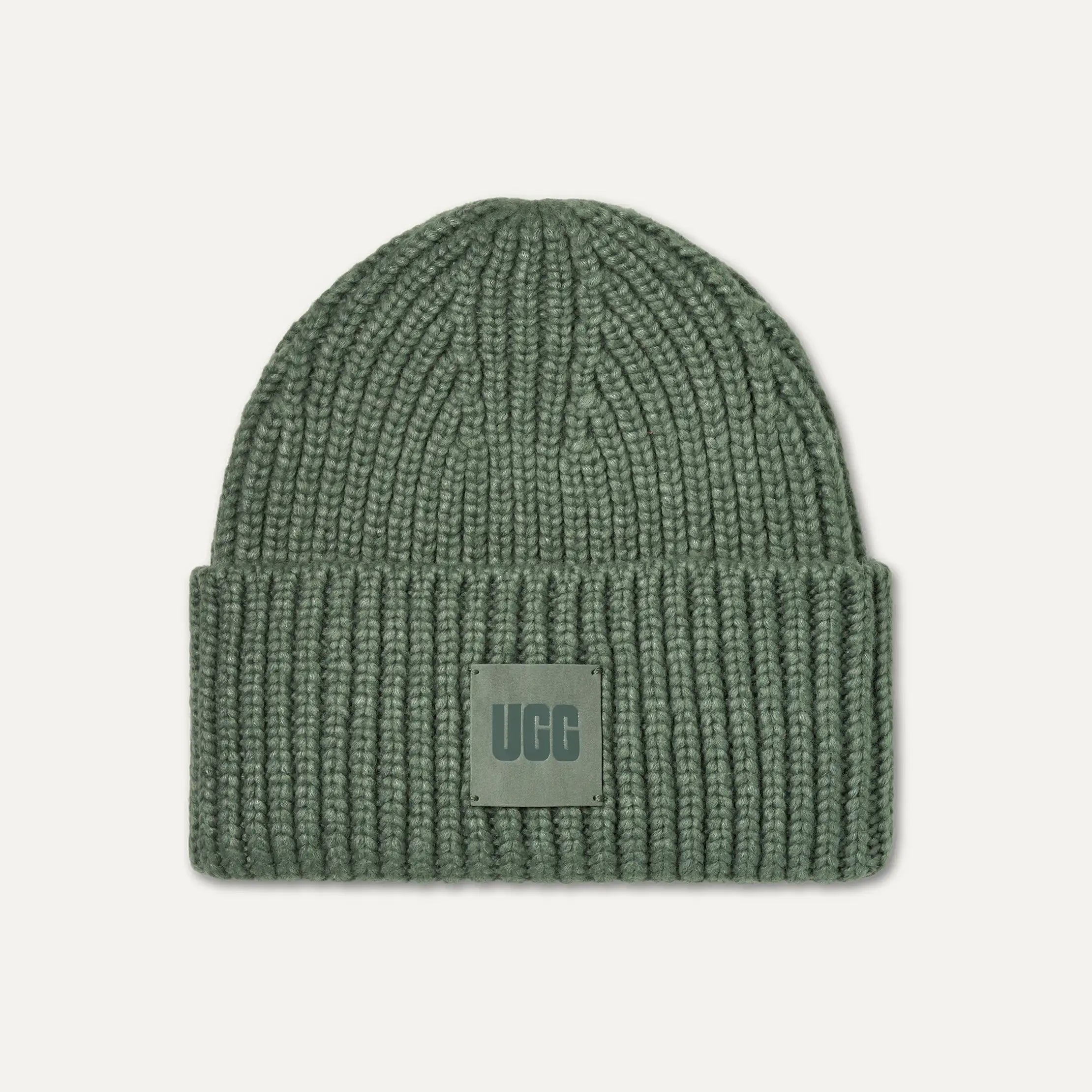 Men's Chunky Rib Beanie - GREEN STONE