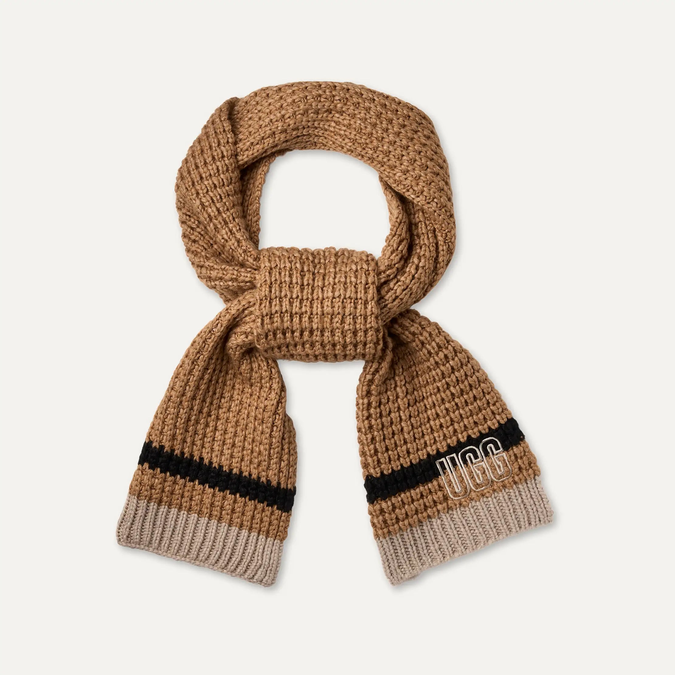 Men's Waffle Stripe Scarf - CHESTNUT MULTI
