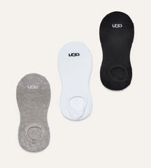 Women's Stela No Show 3 Pack - WHITE / GREY / BLACK