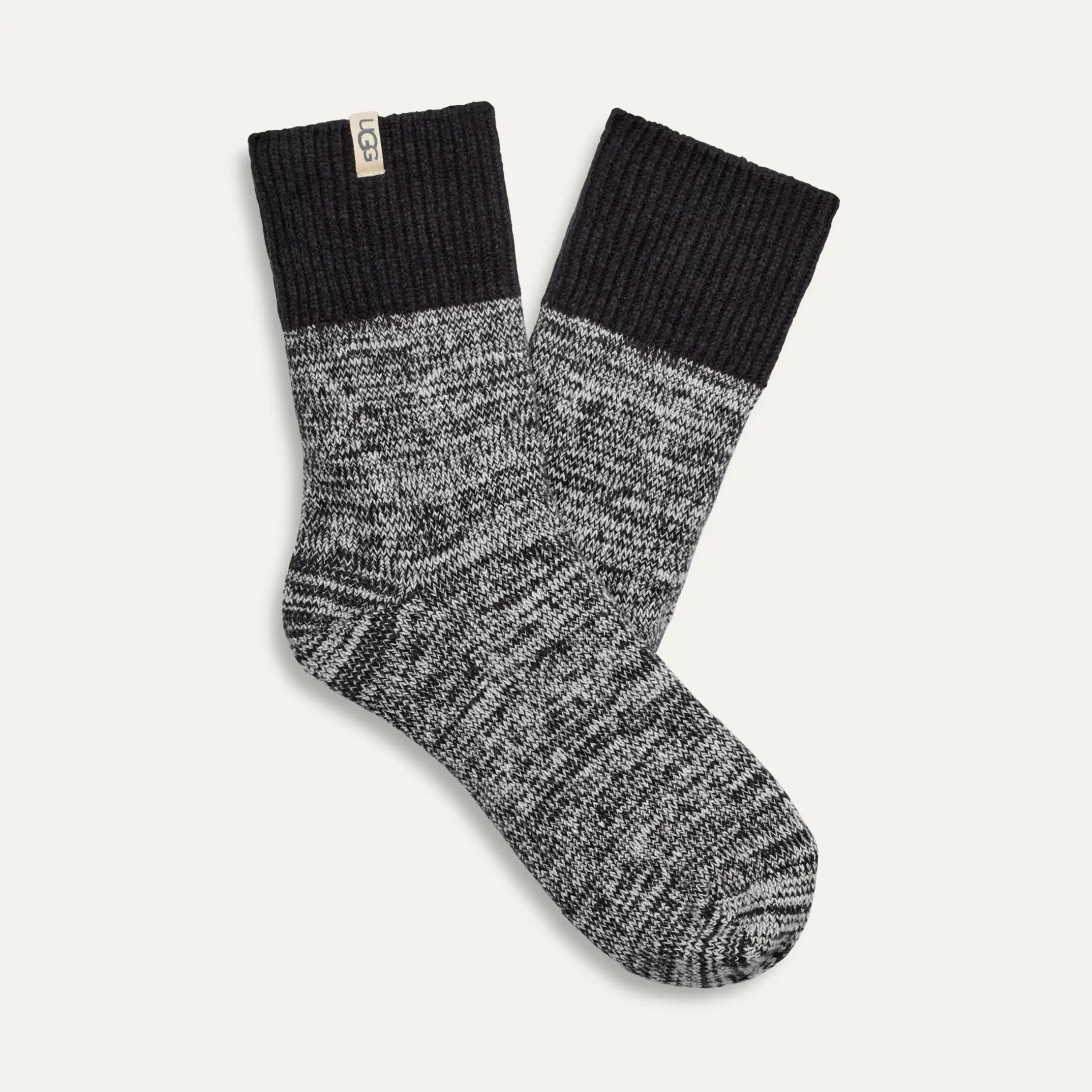 Women's Rib Knit Slouchy Quarter - BLACK