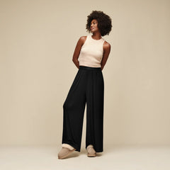 Women's Imogen Wide Leg Pant Rib - BLACK
