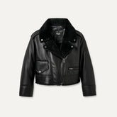 Women's Finnian LuxeFluff Moto Jacket - BLACK