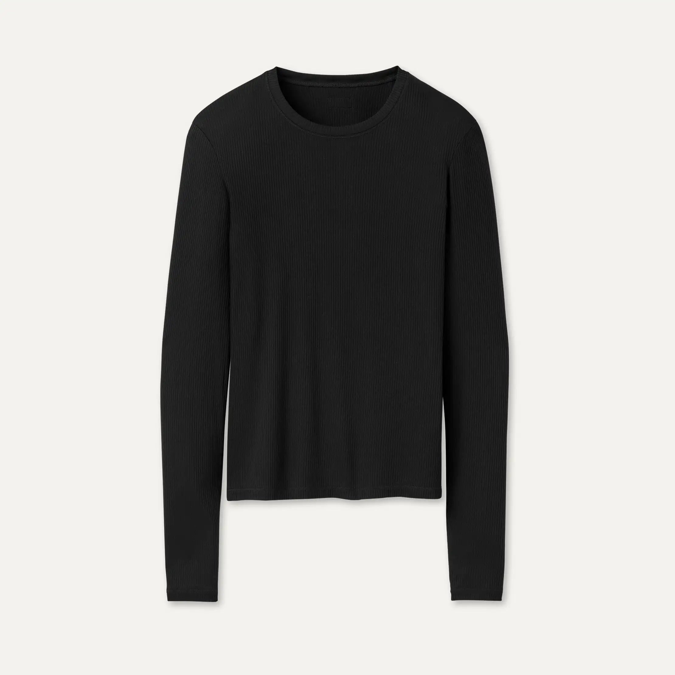 Women's Aidelene Long Sleeve Rib Tee - BLACK