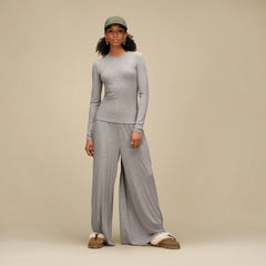 Women's Aidelene Long Sleeve Rib Tee - GREY HEATHER