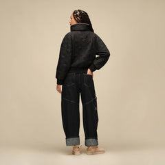 Women's Solein Oversized-Collar Jacket - BLACK