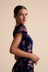 Confidently Impressive Blue Velvet Off-the-Shoulder Maxi Dress
