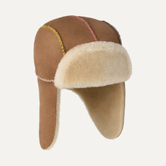Kids' Sheepskin Trapper with Stitch - CHESTNUT MULTI