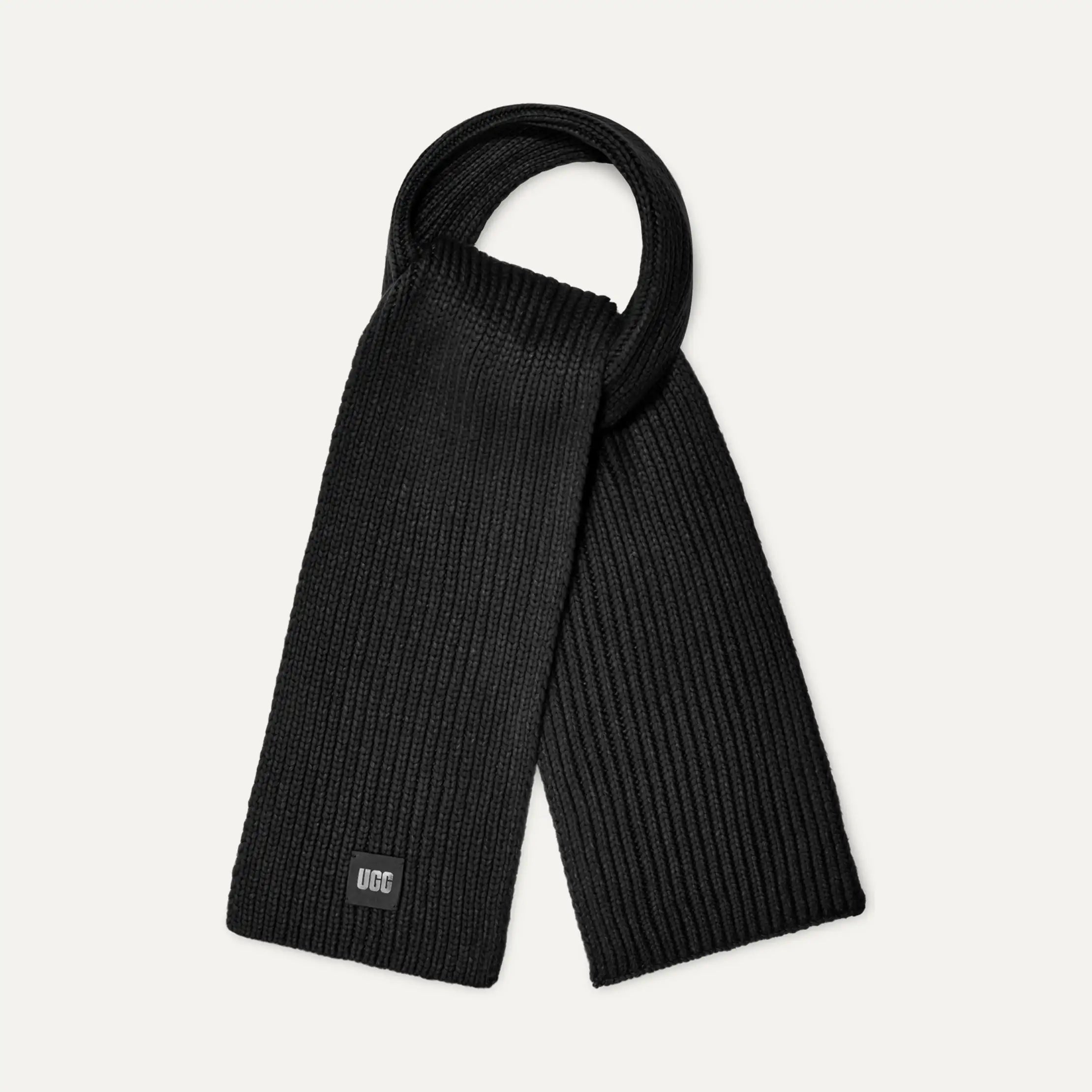 Women's Chunky Rib Knit Scarf - BLACK