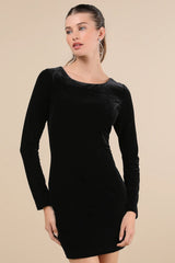 Captivating Muse Black Velvet Tie-Back Mini Dress