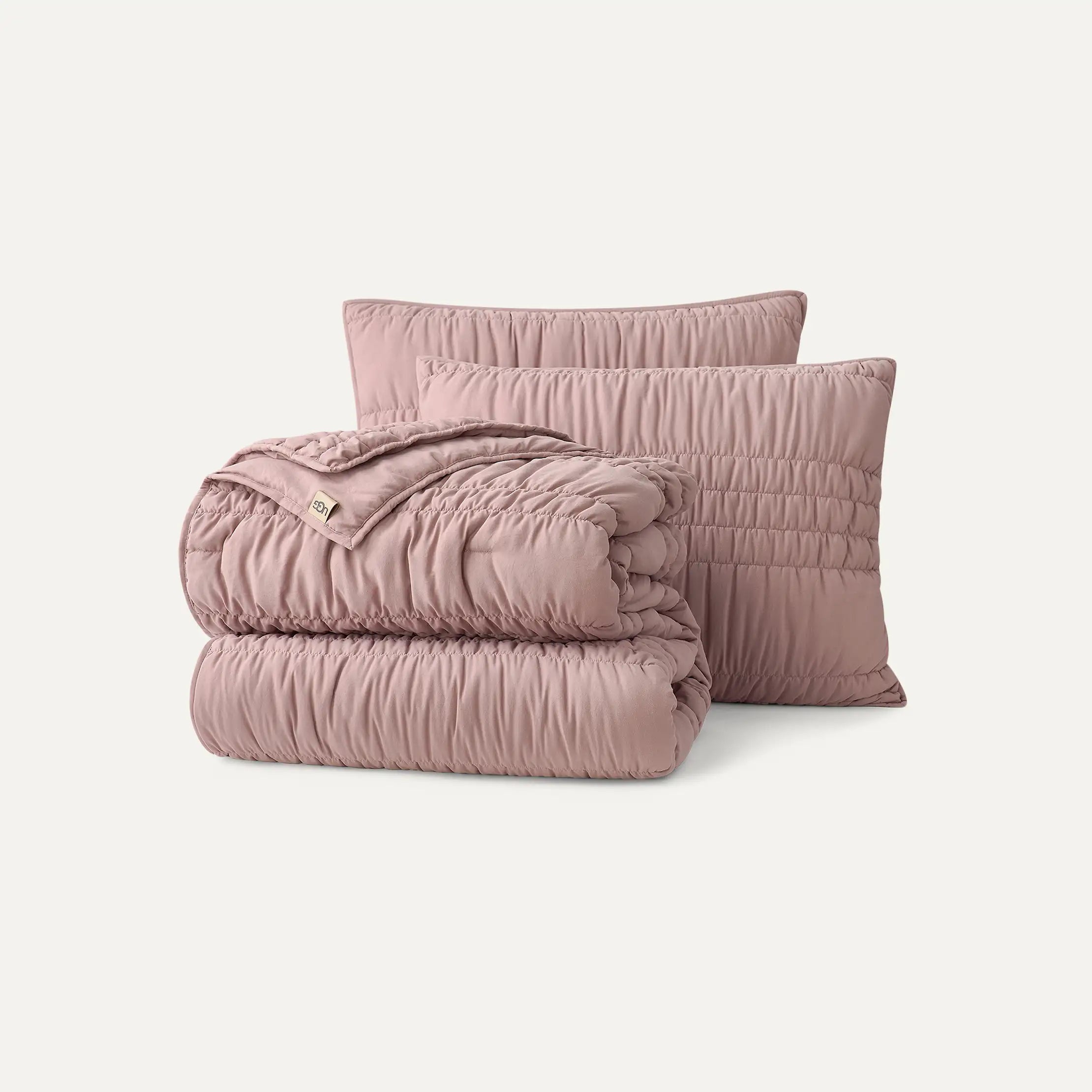 Home Devon Tide Quilt Set King - ROSEWOOD