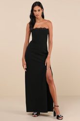 Memorably Iconic Emerald Green Strapless Lace Bustier Maxi Dress