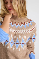 Becklynn Taupe Fair Isle Sweater Mini Dress