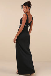 Glamorous Invite Black Rhinestone Maxi Dress