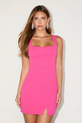 Social Sensation Black Square Neck Mini Bodycon Dress