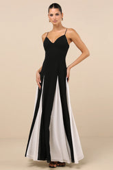 Elisha Black and White Sleeveless Maxi Dress