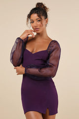 Sophisticated Aura Black Long Sleeve Bodycon Mini Dress