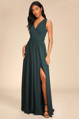 Thoughts of Hue Light Blue Surplice Maxi Dress