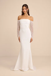 Anabella White Off-the-Shoulder Mermaid Maxi Dress