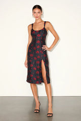 Immaculate Chicness Ivory Floral Brocade Midi Dress