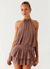 Dopamine Belt Mini Dress - Taupe