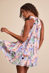 Tied Back To You Red and Pink Floral Print Mini Shift Dress