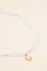 Kasey White Pearl Layered Charm Necklace