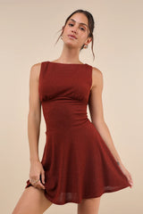 Modern Moves Navy Blue Ribbed Knit Sleeveless Mini Dress