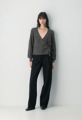SoftSpoke™ Cassidy Wrap Sweater - HEATHER CHARCOAL