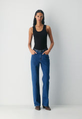 Denim Forum Remy Hi-Rise Wide Jean - TRUE MEDIUM BLUE