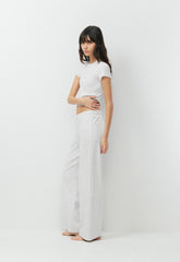 HomeStretch™ Rib Tune Waist T-Shirt - HEATHER CLOUD WHITE
