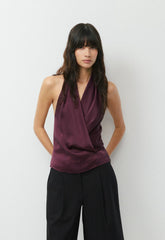 Martini Satin Halter Top - GALA PLUM