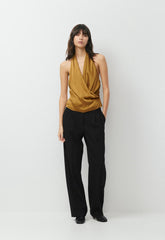 Martini Satin Halter Top - SHERRY OCHRE