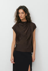 Nominee Satin Blouse - RICH MOCHA BROWN