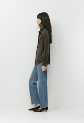 Baker Satin Shirt - CACAO NIB BROWN