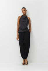 Audience Satin Halter Top - BLACK/BIRCH