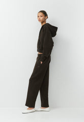 Cozy Sweatfleece Boyfriend Boxy Zip Hoodie - CACAO NIB BROWN