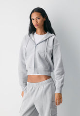 Cozy Sweatfleece Boyfriend Boxy Zip Hoodie - HEATHER CHROME