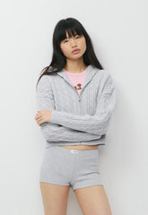 Octavia Zip Hoodie - HEATHER CHROME