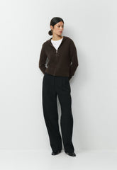 Essential Cashmere Idyllic Zip Hoodie - CACAO NIB BROWN