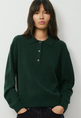 Essential Cashmere Museo Polo Sweater - FIGTREE GREEN