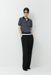 Bare Cashmere Cellini Shortsleeve Sweater - ADMIRAL NVY/LT BIRCH