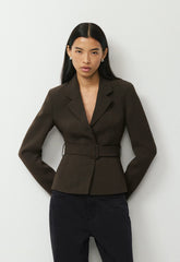Brynn Blazer - Sway Crepe - DARK COFFEE