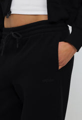 Cozy Sweatfleece Boyfriend Wide Sweatpant - BLACK