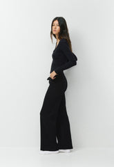 HomeStretch™ Rib Kickback Pant - BLACK