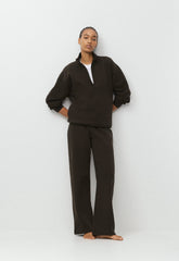 Cozy Sweatfleece Perfect Banded Sweatpant - CACAO NIB BROWN