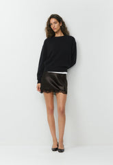 Downtown Satin Skirt - DARK COFFEE