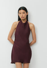 Audience Satin Mini Halter Dress - CARDAMON
