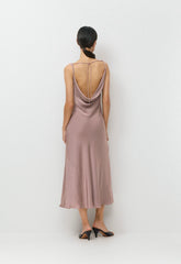 Delilah Satin Dress - DUSTY MAUVE